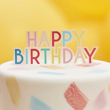 Cake Topper - Happy Birthday - Brights