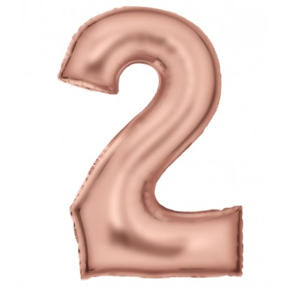 N34 Large Number Silk Lustre 2 Rose Gold Foil Ball