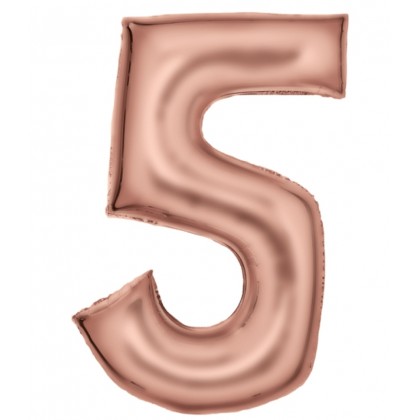 N34 Large Number Silk Lustre 5 Rose Gold Foil Ball