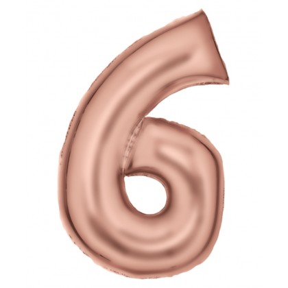 N34 Large Number Silk Lustre 6 Rose Gold Foil Ball