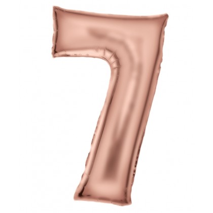 N34 Large Number Silk Lustre 7 Rose Gold Foil Ball