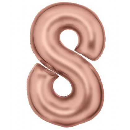 N34 Large Number Silk Lustre 8 Rose Gold Foil Ball