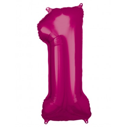 N34 Large Number 1 Pink Foil Balloon N34 Packaged