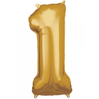 N34 Large Number 1 Gold Foil Balloon N34 Packaged