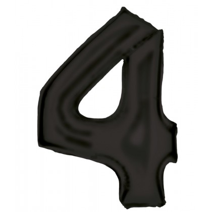 N34 Large Number Silk Lustre 4 Black Foil Balloon