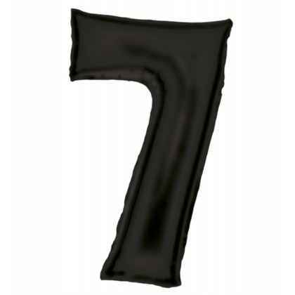 N34 Large Number Silk Lustre 7 Black Foil Balloon