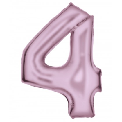 N34 Large Number Silk Lustre 4 Pastel Pink Foil Ba
