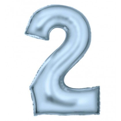 N34 Large Number Silk Lustre 2 Pastel Blue Foil Ba