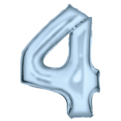 N34 Large Number Silk Lustre 4 Pastel Blue Foil Ba