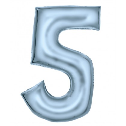 N34 Large Number Silk Lustre 5 Pastel Blue Foil Ba