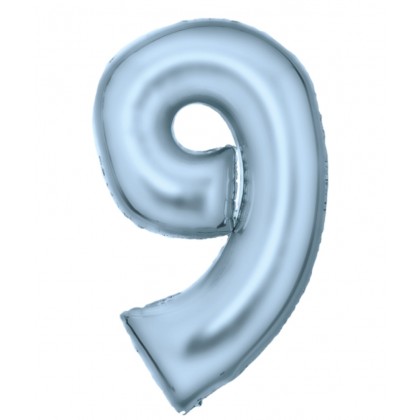 N34 Large Number Silk Lustre 9 Pastel Blue Foil Ba