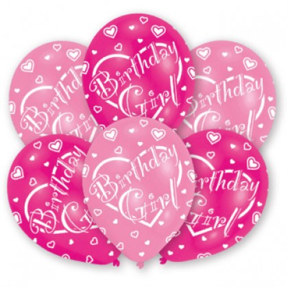6 Latex Balloons All Round Printed Happy Birthday