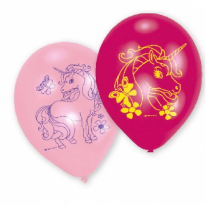 6 Latex Balloons Unicorn