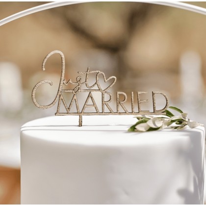 Cake Topper - Just Married - Wooden