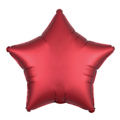 C16 Standard Silk Lustre Dark Red Star Foil Balloo