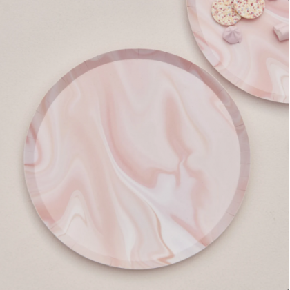 Eco Paper Plates Marble Pink