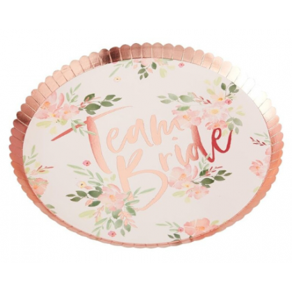 Paper Plates - Foiled - Rose Gold Floral