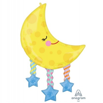 P35 SuperShape Moon and Stars Foil Balloon P35 Packaged 63 cm x 96 cm