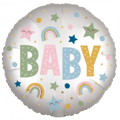 S40 Standard Satin Infused Natural Baby Foil Balloon S40 Packaged 43 cm