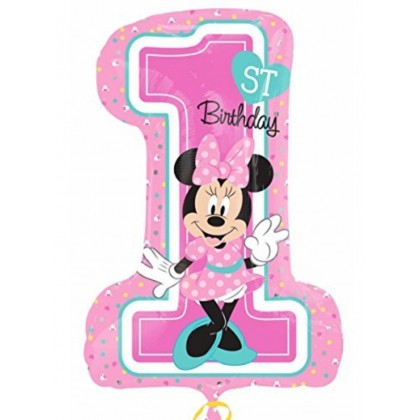 SuperShape Minnie 1st Birthday Foil Balloon P38 Pa