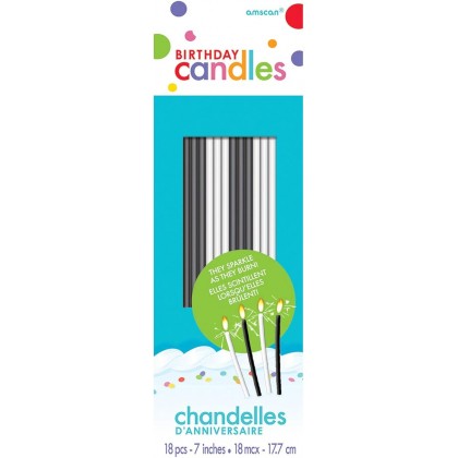 SPARKLING BDAY CANDLE - BLK/WH