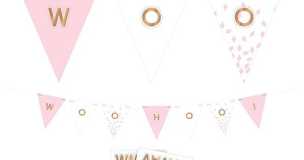 Customizable Pennant Banner Ribbon and H-S Paper - Rose Gold and Blush