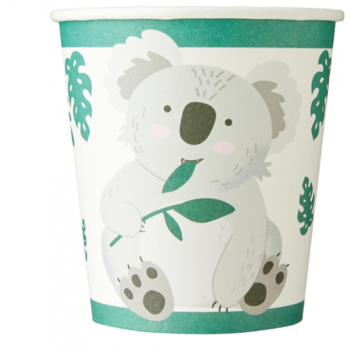 Amscan Koala Kids Verjaardagsfeest Papieren Bekers - 8 Stuks - Grijs Zilver